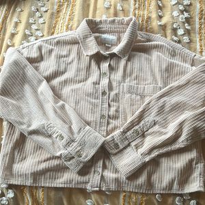 American Eagle Corduroy cropped button down